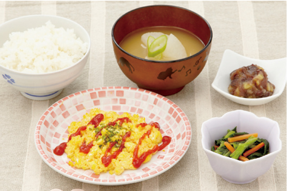 施設で調理し提供している食事の一例(朝食)